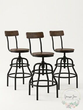 Home Decorators Collection Hamrick Industrial Adjustable Height Bar Stool, Black